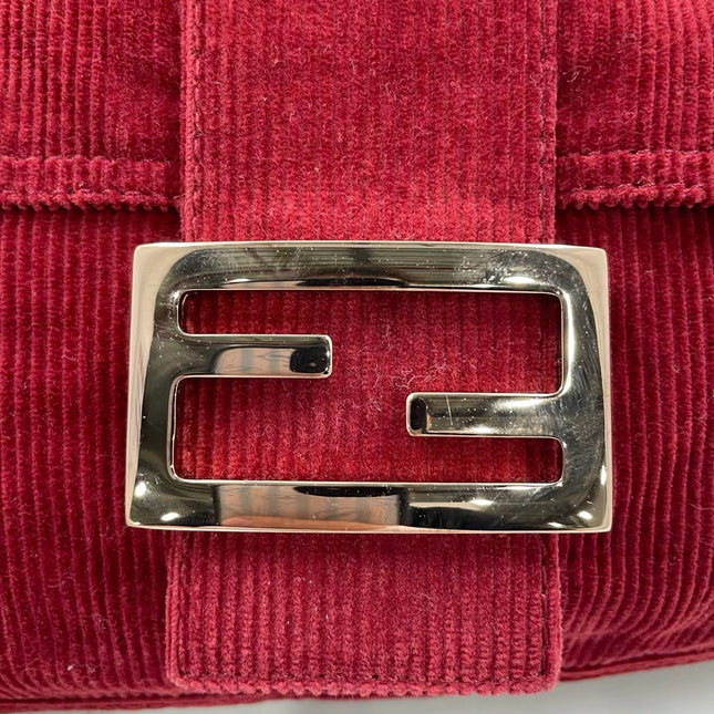 FENDI Baguette Vintage Red Corduroy Shoulder Bag