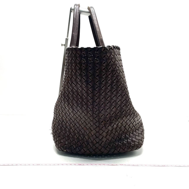 Sold Bottega Veneta Cabat Large Intreccio Leather Tote Bag Dark Chocolate Brown