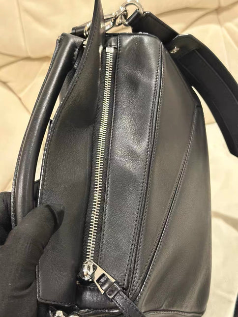 Loewe Puzzle Small Black Smooth Leather White Logo With Metal Feet 2016