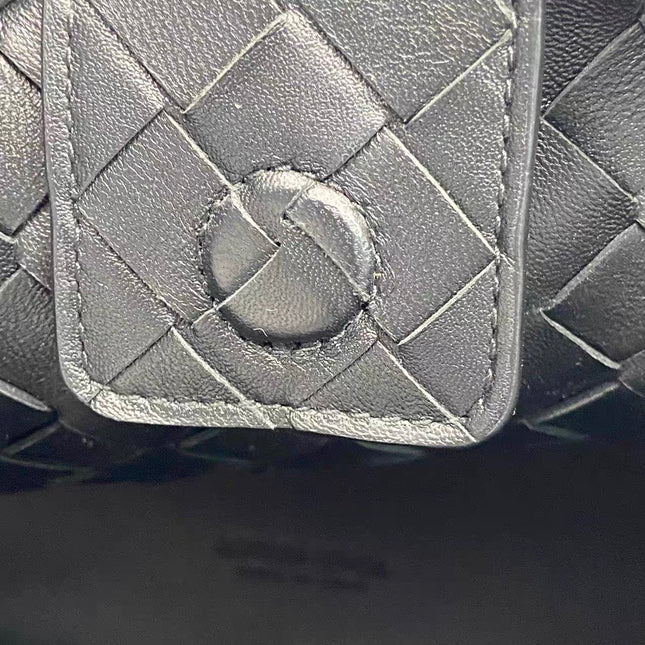 Bottega Veneta Andiamo Medium Black Intrecciato Leather Handbag