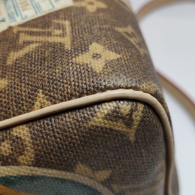 Louis Vuitton Speedy 30 Bandouliere Monogram Hotel Labels