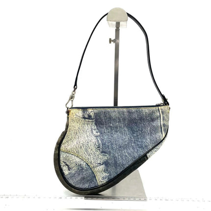Dior Saddle Classic Mini Denim Jeans Patchwork Zipper Opening Handbag