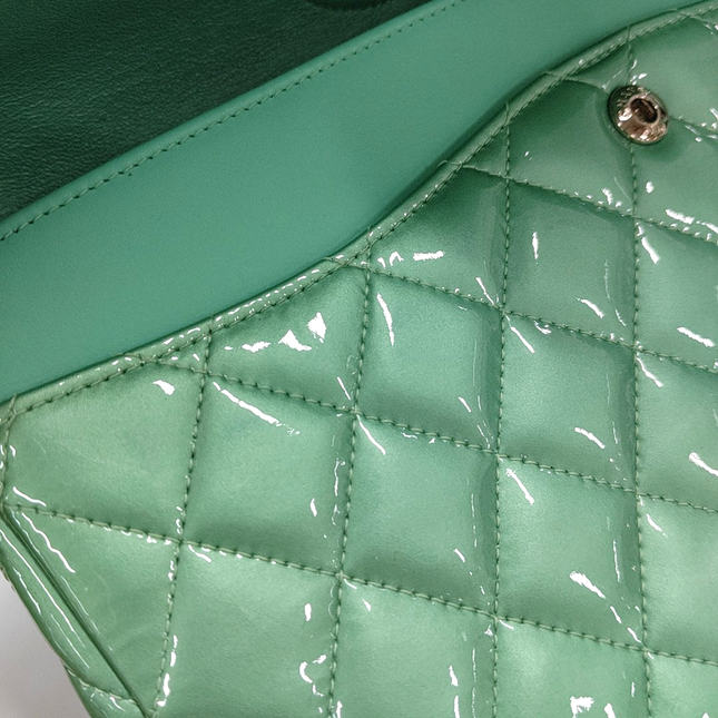 Sold Chanel Classic Flap Medium Mint Green Patent Leather 2012-2013