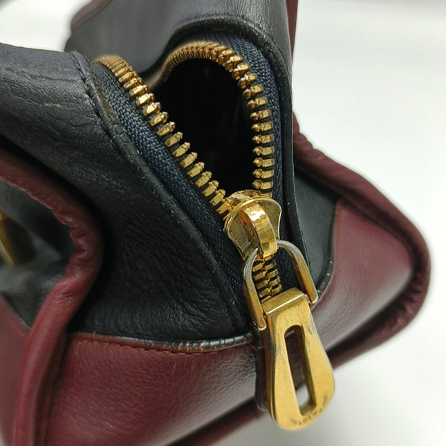 Loewe Amazona 29 Tricolor Black Burgundy Brown Leather Top Handle Bag