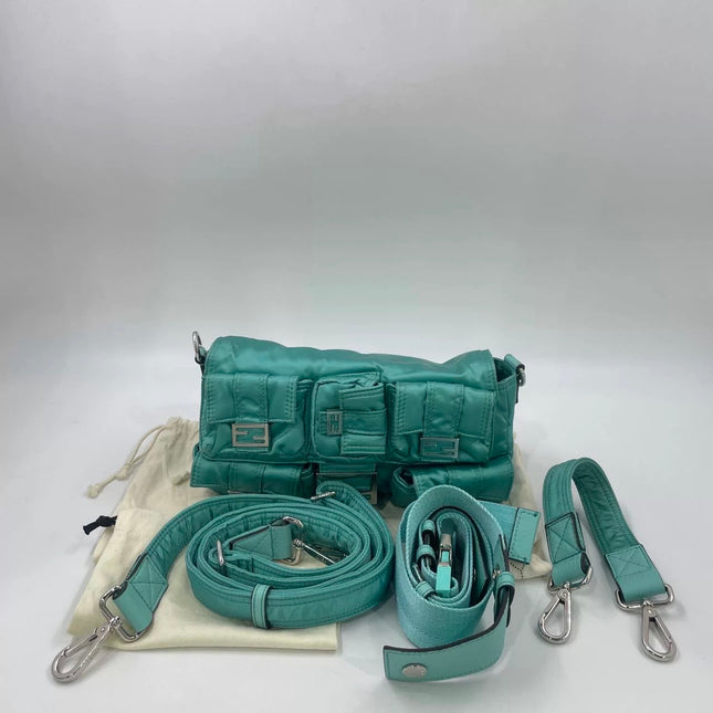 Fendi Baguette Cargo Multipocket Tiffany Blue Nylon 3-way Bag