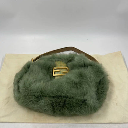 Fendi Mini Mamma Baguette Green Faux Fur