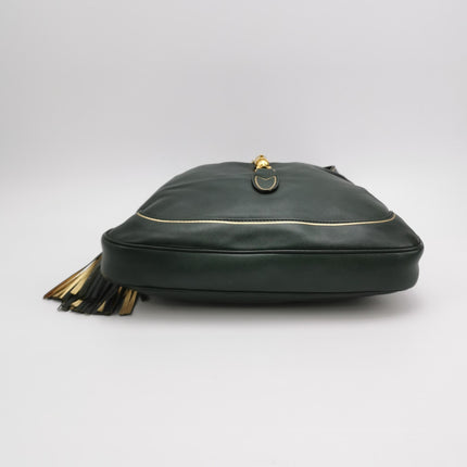 Gucci Jackie Soft Medium Green Leather Shoulder Bag With Strap
