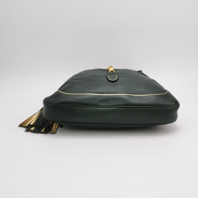 Gucci Jackie Soft Medium Green Leather Shoulder Bag With Strap