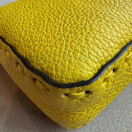 Fendi Baguette Mini Selleria Lemon Yellow Calfskin Leather Crossbody Bag
