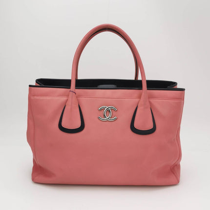 Sold Chanel Cerf Executive 2009 Large Pink and Black Leather Tote Handbag