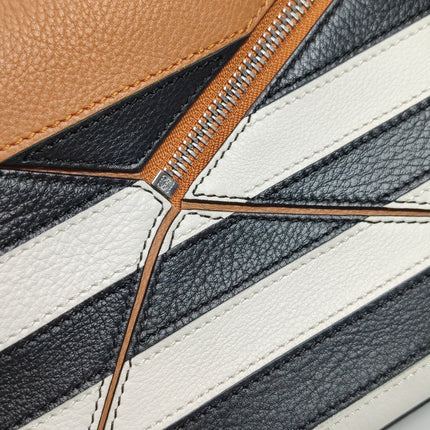 Loewe Puzzle Small Black White Brown Stripes Crossbody Bag