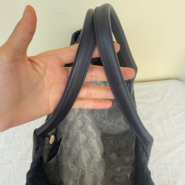 Bottega Veneta Reissued Cabat Intreccio Leather Tote Bag Navy 40cm