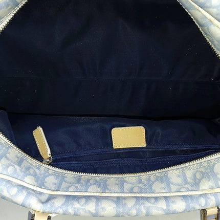 Dior No. 1 Rasta Trotter Bowling Bag Blue Oblique Canvas White Patent Leather