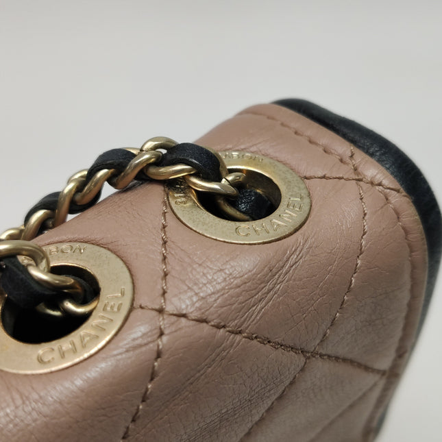 Chanel Classic Flap Bag Calfskin Leather 2014 Medium Nude Pink with Black Trim