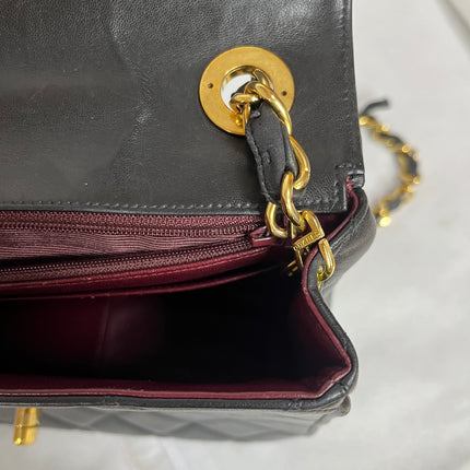 Chanel Vintage Flap Bag Medium Black Lambskin Leather Mega CC Gold Hardware