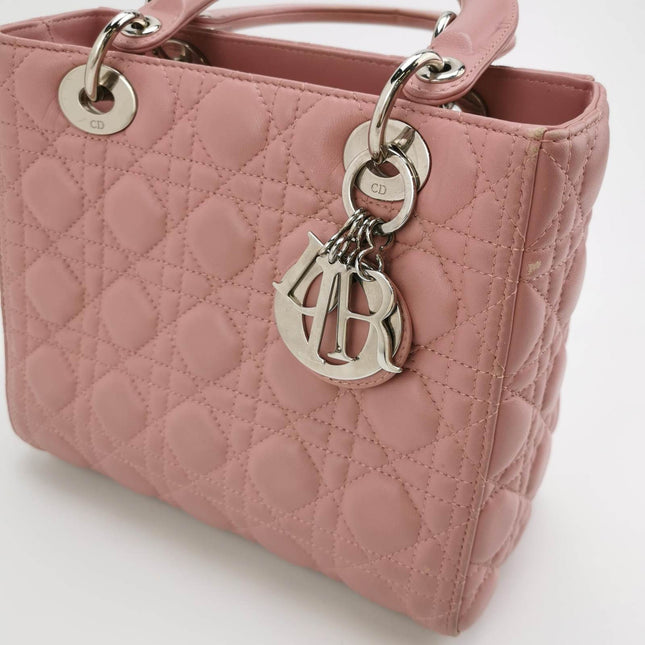 Sold Lady Dior 2012 Medium Pink Cannage Leather Handbag