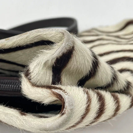 Prada Zebra Print Pony-style Calfskin Leather Brown Shoulder Bag