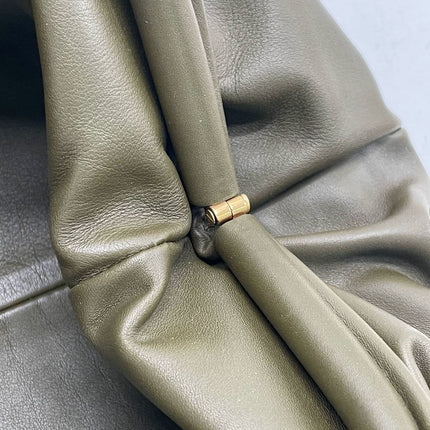 Bottega Veneta Pouch Calfskin Leather Dark Green Large