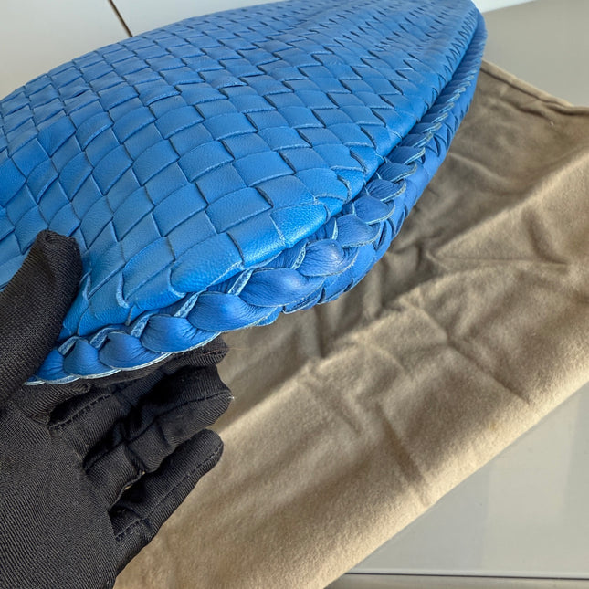 Bottega Veneta Veneta Hobo Medium Royal Blue Intrecciato Leather Bag 47cm