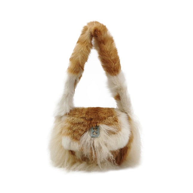 Fendi Multicolor Brown Fur FF Logo Flap Shoulder Bag-Luxbags
