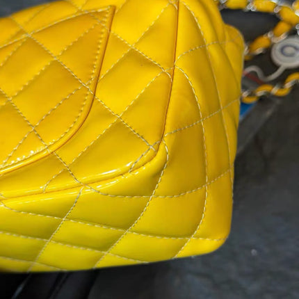 Chanel Classic Flap Rectangular Mini Yellow Patent Leather Silver Hardware, 2014-2015