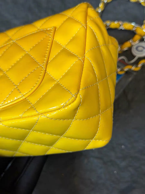 Chanel Classic Flap Rectangular Mini Yellow Patent Leather Silver Hardware, 2014-2015