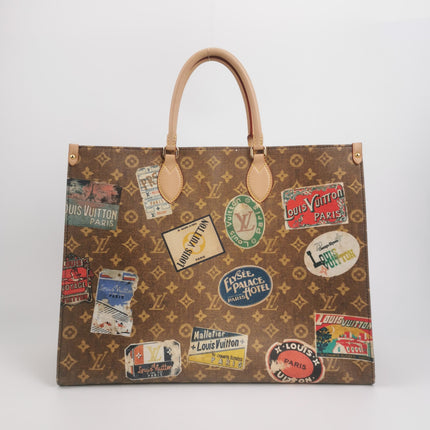 Louis Vuitton OnTheGo Large Hotel Labels Brown Monogram Crossbody Tote