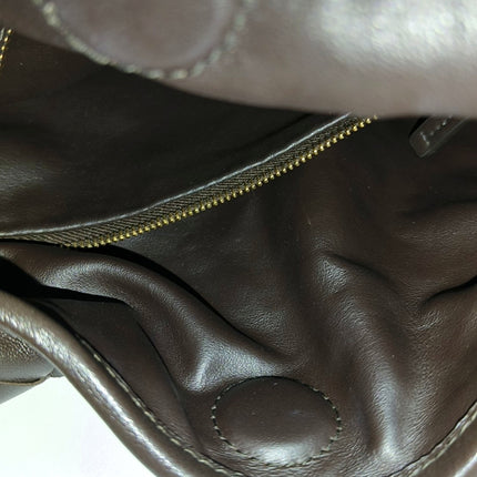 Bottega Veneta Hop Hobo Small Fondant Dark Chocolate Brown Leather 40cm