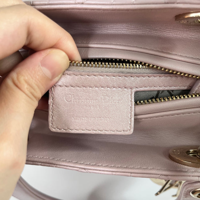 Sold Lady Dior Medium Bag Pink Cannage Leather