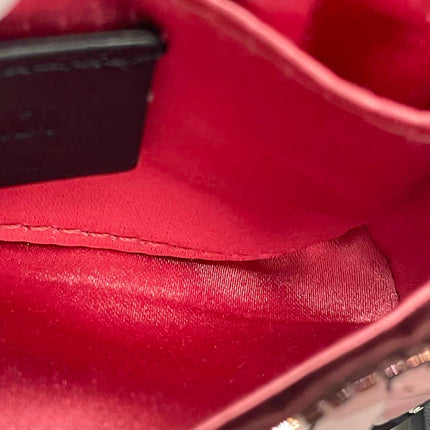Fendi Nano Baguette Charm Red Sequins Satin Interior Chain Strap