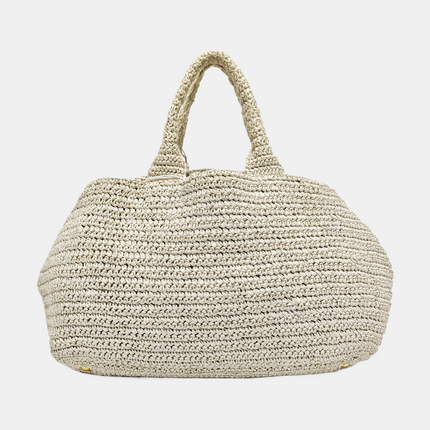 Prada Canape Straw Tote Beige Top Handle Bag