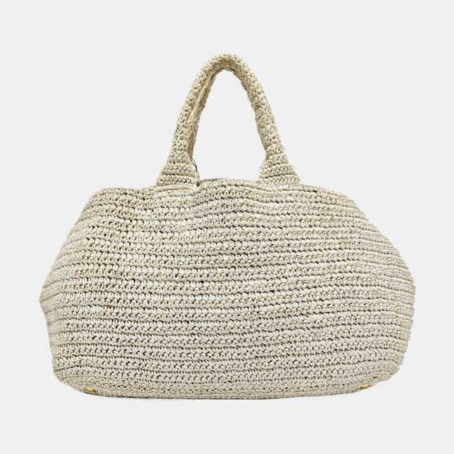 Prada Canape Straw Tote Beige Top Handle Bag