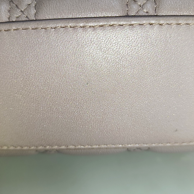 Lady Dior Mini Pearlescent Pink Lambskin Leather Gold HW Chain Strap