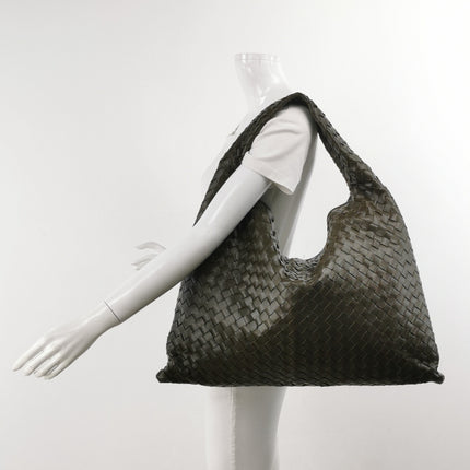 Bottega Veneta Hop Large Leather Dark Olive Green Hobo Bag