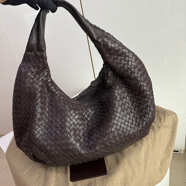 Sold Bottega Veneta Belly Hobo Intrecciato Lambskin Leather Dark Chocolate Brown Large 50cm