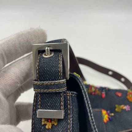 Sold Fendi Baguette Denim with Floral Beads 25 Anniversary Special Collection