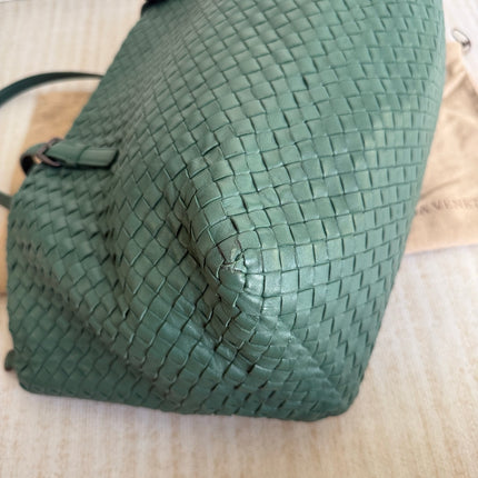 Bottega Veneta Cesta Shopper Tote Nappa Intrecciato Leather Dark Green Small