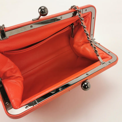 Chanel KissLock Coral Orange Velvet Crossbody Bag