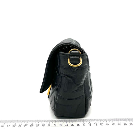 Sold Fendi Baguette Black Leather 3D FF Motif Crossbody bag Medium