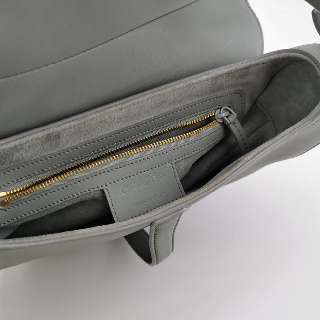 Sold Dior Saddle 2020 Medium Calfskin Leather Matte Monochrome Grey