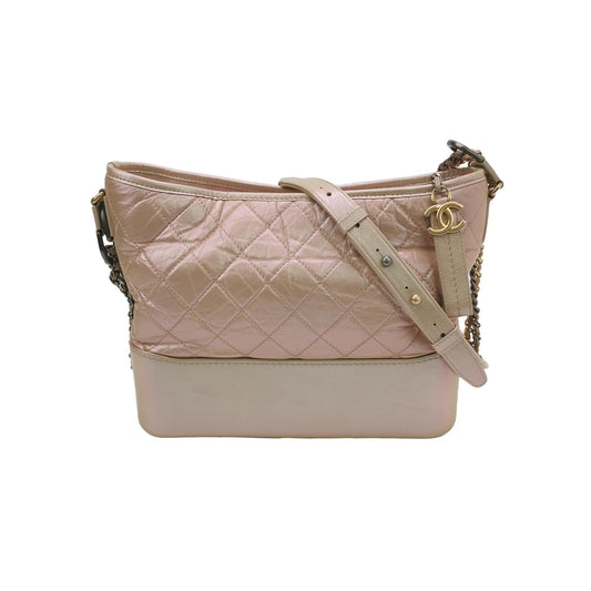 Chanel Gabrielle Hobo 2019 Iridescent Pink Leather Medium Crossbody Bag-Luxbags