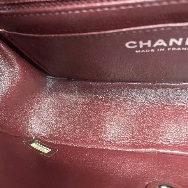 Chanel Classic Flap Rectangular Mini Burgundy Lambskin Silver HW, 2019