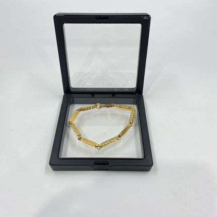 Celine Bracelet Vintage Gold Plated Crystals Embellished Gold Bar Links