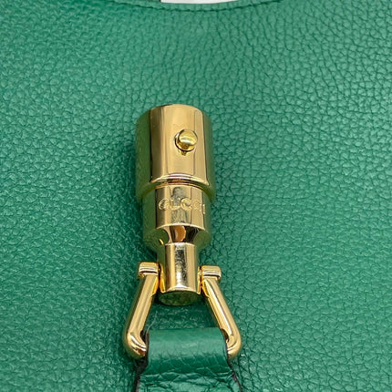 Gucci Jackie 1961 Green Grained Leather Bag Small with Adjustable Strap