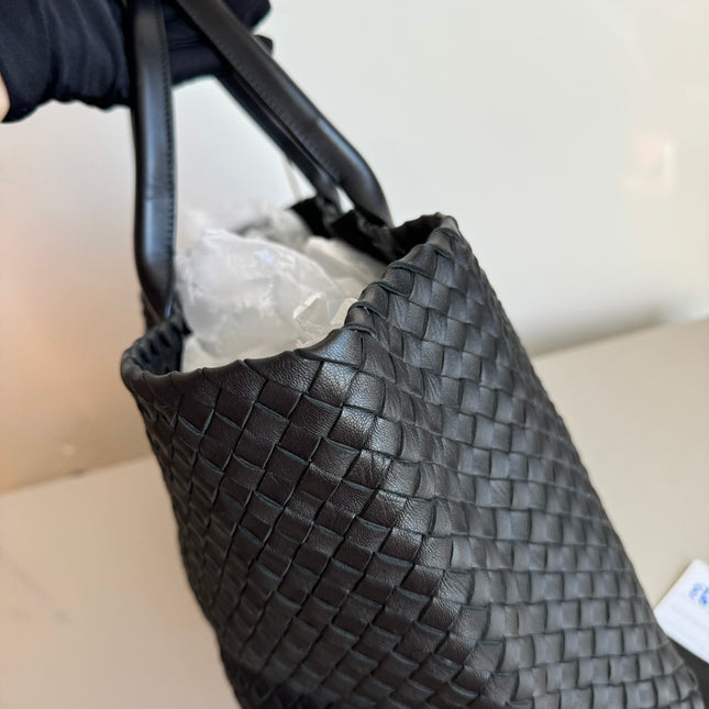 Sold Bottega Veneta Cabat Large Intreccio Leather Tote Bag Black 40cm