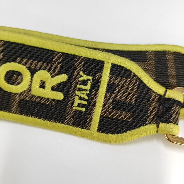 FENDI Baguette Zucca Monogram Canvas with Lime Neon trimming Crossbody Bag