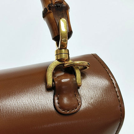 Gucci Bamboo 1947 Small Brown Top Handle Bag Leather with Strap