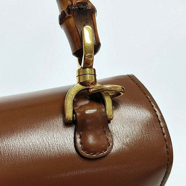 Gucci Bamboo 1947 Small Brown Top Handle Bag Leather with Strap
