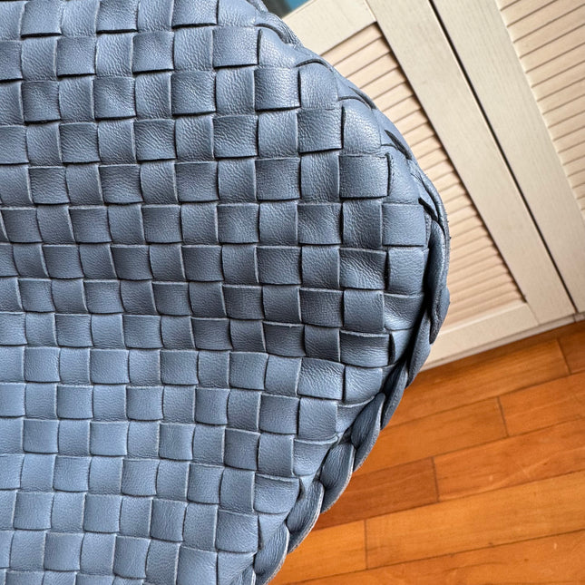 Bottega Veneta Veneta Ash Blue Navy Intrecciato Leather Bag 40cm