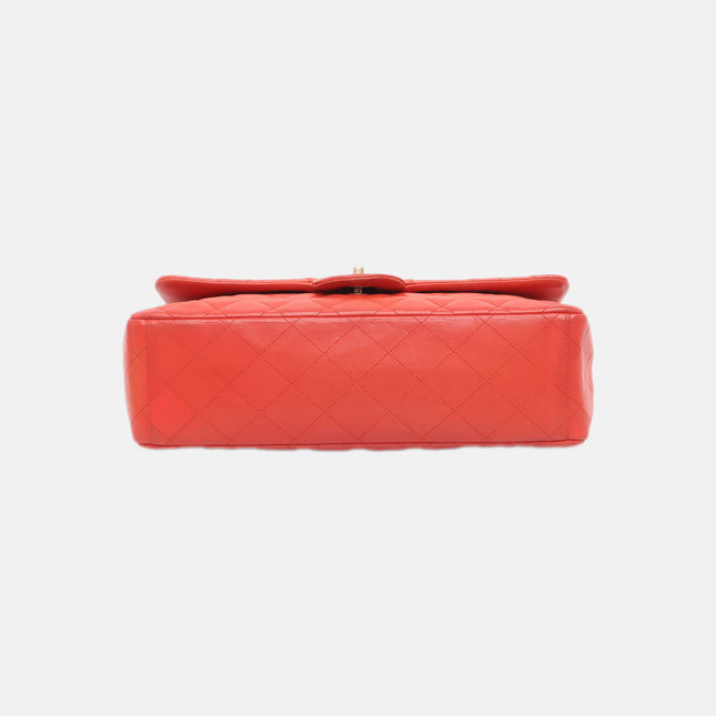 Sold Chanel Classic Flap 2009 Maxi Red Lambskin Leather Gold-tone Hardware